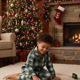 Plaid Holiday Children’s Button Up Two Piece Set
