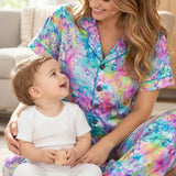 Color Splash Women’s Short Sleeve & Pants Two Piece Set