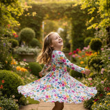 Flowers In Bloom Long Sleeve Twirl Dress