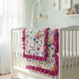 Flowers In Bloom Ruffle Double Bamboo Blanket