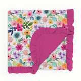 Flowers In Bloom Ruffle Double Bamboo Blanket