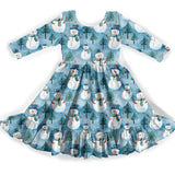 Snowman Wonderland Long Sleeve Twirl Dress